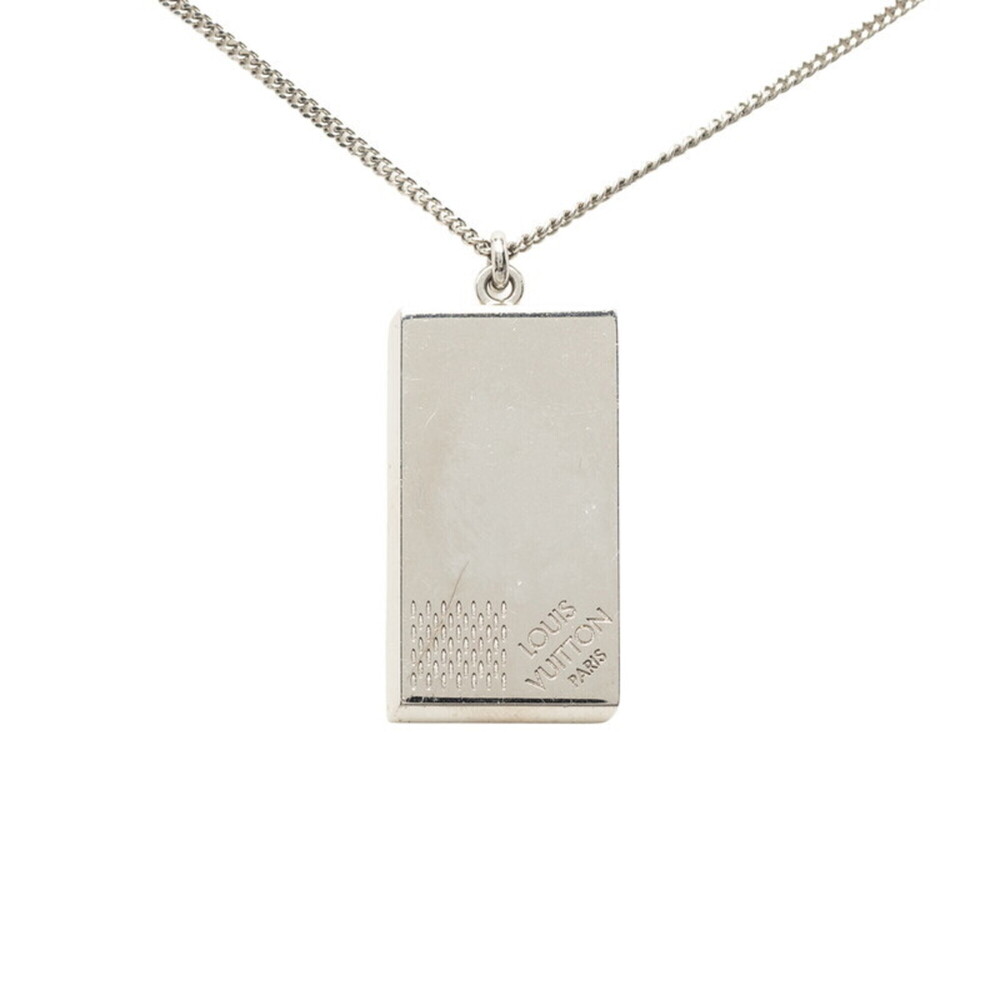 Louis Vuitton Damier Collier Plaque Logo Plate Chain Pendant Necklace M61972 ...